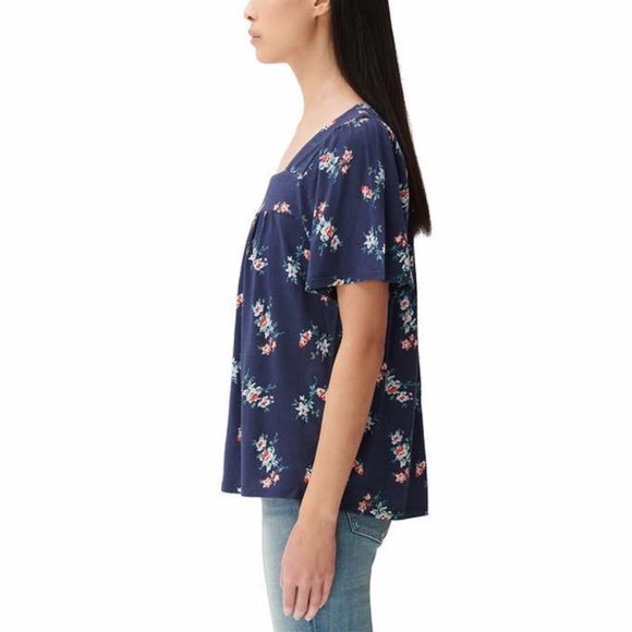 LUCKY BRAND Floral Square Neck Top - Blue Floral - NWT - XL - Picture 3 of 3